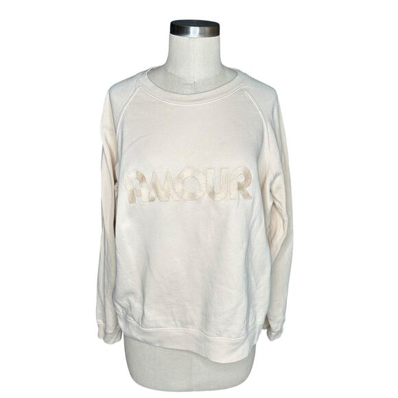 SEZANE Amour Embroidered Print Pullover Crewneck Sweatshirt Women's Size XL - Picture 1 of 9